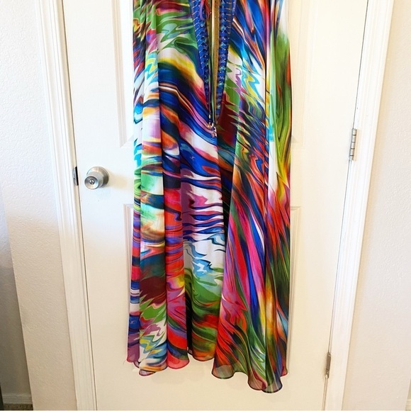 BOSTON PROPER Multicolor Swirl Embellished Maxi Dress Resortwear Vacation - Picture 8 of 12
